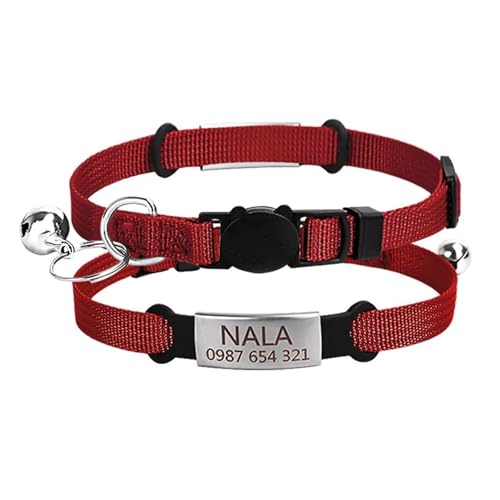 Bell Pet Supplies Personalisiertes graviertes Katzenhalsband Kätzchenhalsband Kätzchenbedarf Kätzchenhalsband(Red 2) von HBJzxlOK