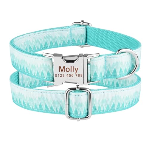 Graviertes bedrucktes Hundehalsband aus Nylon, personalisierter Name, ID-Tag, verstellbare Halsbänder für große und mittlere(Blue 2,L 35-56cm) von HBJzxlOK