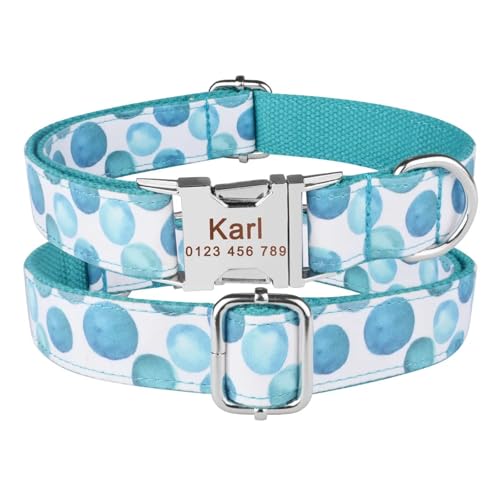 Graviertes bedrucktes Hundehalsband aus Nylon, personalisierter Name, ID-Tag, verstellbare Halsbänder für große und mittlere(Blue 3,L 35-56cm) von HBJzxlOK