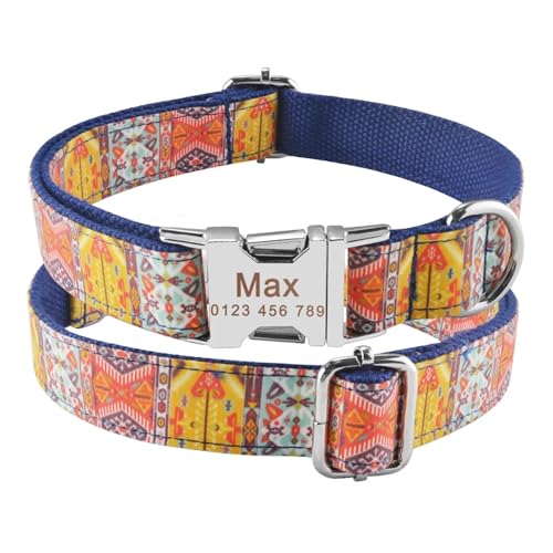 Graviertes bedrucktes Hundehalsband aus Nylon, personalisierter Name, ID-Tag, verstellbare Halsbänder für große und mittlere(White,L 35-56cm) von HBJzxlOK