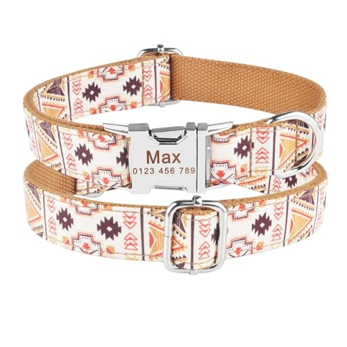 Graviertes bedrucktes Hundehalsband aus Nylon, personalisierter Name, ID-Tag, verstellbare Halsbänder für große und mittlere(Yellow 2,XS 22-31cm) von HBJzxlOK