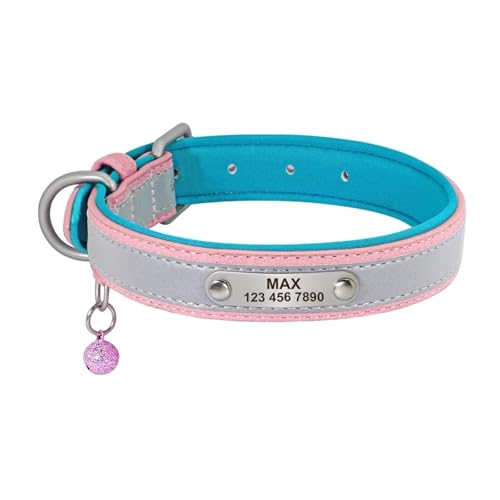 Personalisiertes Hundehalsband, individuell graviertes Halsband, weich gepolstertes Hundehalsband mit Namensschild und ID-Tag für kleine, mittelgroße und große Hunde(Red 5,S) von HBJzxlOK