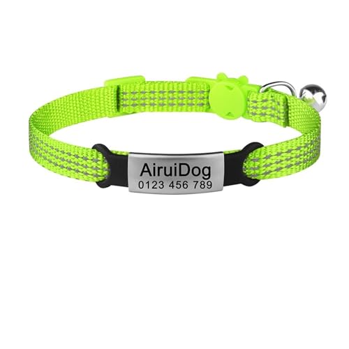 Personalisiertes Katzenhalsband aus Nylon mit Glöckchen, Haustierbedarf, verstellbar, für Katzen(Light Green) von HBJzxlOK