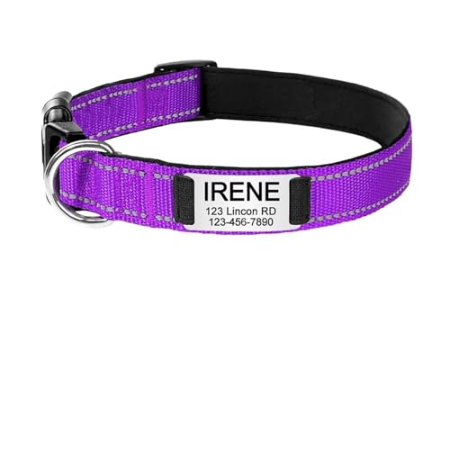 Personalisiertes reflektierendes Hundehalsband mit individueller Gravur, personalisiertes Etikett, großer Name, verstellbare Hunde(Black 4,XS 21-33cm) von HBJzxlOK