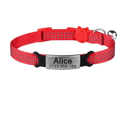 Verstellbarer individueller Name Nylon Katze personalisiertes ID-Halsband Glocke Haustierprodukte klein schnell Unisex Kätzchenbedarf Katzenmarke(Red 2) von HBJzxlOK