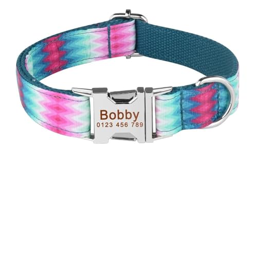 Verstellbares Hundehalsband mit personalisiertem Namen und Gravur aus Nylon für kleine, mittelgroße und große Hunde(Red Green Laser,M 31-50cm) von HBJzxlOK