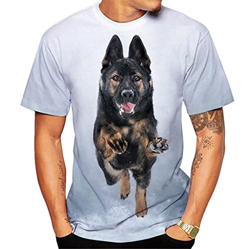 Süße 3D-Hunde-Hirte-Hunde-Hunde-Muster-Sommer-T-Shirt-Fitness-Kurzarm-Top-T-Shirt White 4XL von HBODHBGS