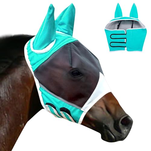 Fliegenmaske, Pferde Fliegenmaske, Anti-Fliegen-Pferdemaske, Pferde Fliegenmaske Standard mit Ohren, Pferde-Fliegenmaske mit Ohren, Horse Fly Mask, Fliegenschutzmaske, Fliegenmaske Pferd UV Schutz(L) von HBSFBH