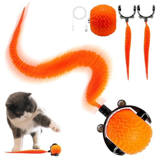 Chewie Rolling Ball, Interaktives Katzenspielzeug Ball Hundespielzeug Ball mit Ersatzschwanz, Interactive Cat Toys Rolling Ball, Smart Automatisch Rollender Ball für Kleine, Mittlere Hunde von HBSFBH