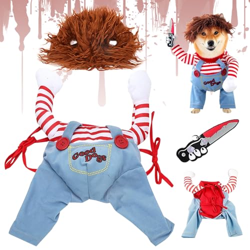 Halloween Kostüme für Hunde,Halloween Lustiges Haustierkostüm,Lustige Hundekleidung Puppe,Hund Schreckliches Kostüm,Deadly Doll Hundekleidung,Lustige Cosplay Kostüme für Haustiere Karneval Party von HBSFBH