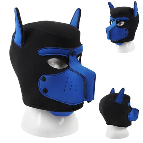 Hundemaske, Weiche Latex-Hundemaske mit Ohren, Welpenmaske für Cosplay-Party-Maskerade Set, Welpenmaske, Petplay Hundemaske, Weiche Latex Petplay Hundemaske, für Festivalpartys, Halloween, Maskerade von HBSFBH