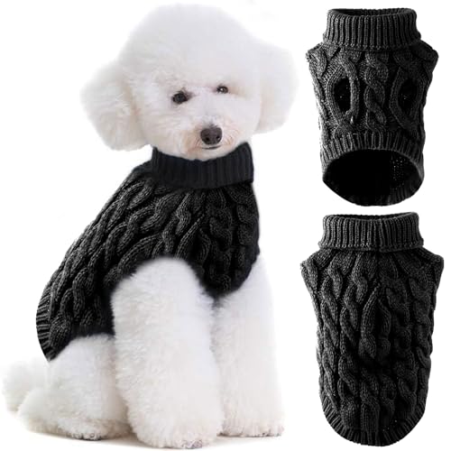 Hundepullover, Haustier Warme Pullover, Hunde Rollkragen Strickpullover, Winter Warmer Hundepullover, Haustiere Rollkragen Strickpullover, Winter Warmer Hund Katzenpullover, für kleine mittlere Hunde von HBSFBH