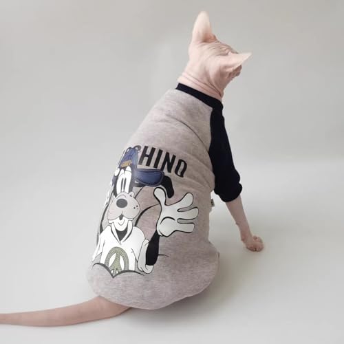 HCCY Sphinx haarlose Katze aus reiner Baumwolle plus warme Baseballuniform aus Samt für Frühling und Herbst,grau,XS von HCCY