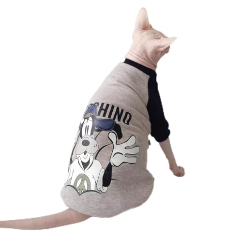 HCCY Sphinx haarlose Katze aus reiner Baumwolle plus warme Baseballuniform aus Samt für Frühling und Herbst,grau,XXL von HCCY