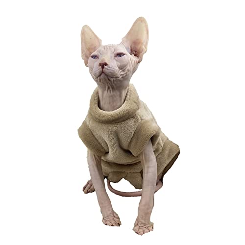 HCCY Sphinx haarlose Katzenkleidung Flanell Winter warme vierbeinige deutsche Katzenkleidung,Kaffeefarbe,XXL von HCCY