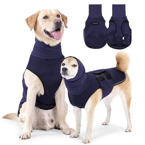 HCHYEY Hunde-Angstjacke, hautfreundliche Donnerweste für Hunde, Hundemantel mit Halsband für Donner und Feuerwerk, hält das Haustier ruhig ohne Medizin und Training, Anti-Angst-Shirt für Hunde (A von HCHYEY