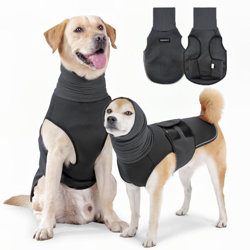 HCHYEY Hunde-Angstjacke, hautfreundliche Donnerweste für Hunde, Hundemantel mit Halsband für Donner und Feuerwerk, hält das Haustier ruhig ohne Medizin und Training, Anti-Angst-Shirt für Hunde (A von HCHYEY