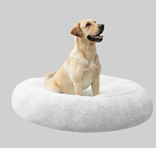 HCMIZI Anti-Angst Donut-Hunde-Kuschelbett, flauschiges Hundebett mit hochdichtem Memory-Schaumstoff-Unterseite, ideal für ältere Hunde und Menschen mit Gelenkproblemen, passend für bis zu 6,8–68 kg von HCMIZI
