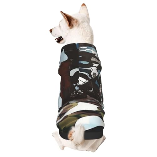 Hunde-Kapuzenpullover für Herbst und Winter, gemütliche Haustierkleidung für Outdoor-Aktivitäten, Camouflage, Batikdruck, Haustier-Kapuzenpullover von HCVXBSA