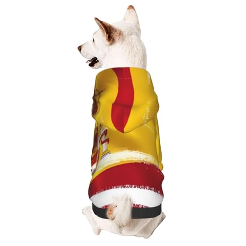 Hunde-Kapuzenpullover für Herbst und Winter, gemütliche Haustierkleidung für Outdoor-Aktivitäten, Spanien-Flagge, Batikdruck, Haustierkleidung von HCVXBSA