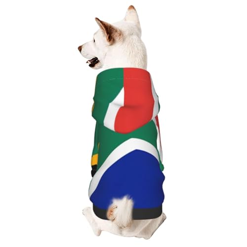 Hunde-Kapuzenpullover für Herbst und Winter, gemütliche Haustierkleidung für Outdoor-Aktivitäten, Südafrika-Flagge, Batikdruck, Haustier-Kapuzenpullover von HCVXBSA