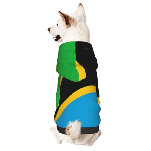 Hunde-Kapuzenpullover für Herbst und Winter, gemütliche Haustierkleidung für Outdoor-Aktivitäten, Tansania-Flagge, Batikdruck, Haustierkleidung von HCVXBSA