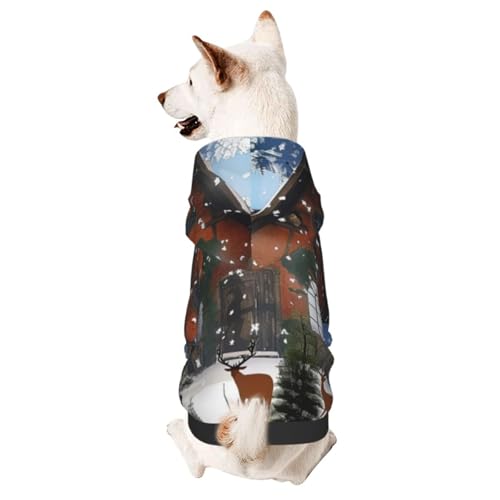 Hunde-Kapuzenpullover für Herbst und Winter, gemütliche Haustierkleidung für Outdoor-Aktivitäten, Weihnachtsmann-Werkstatt, Batikdruck, Haustierkleidung von HCVXBSA