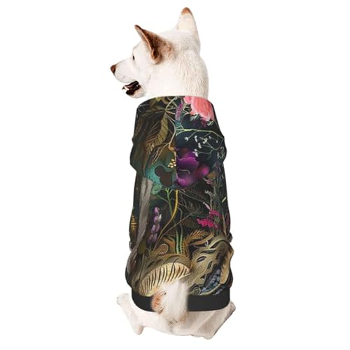 Hunde-Kapuzenpullover für Herbst und Winter, gemütliche Haustierkleidung für Outdoor-Aktivitäten, Wildblumen-Digitalillustration, Batikdruck, Haustier-Kapuzenpullover von HCVXBSA