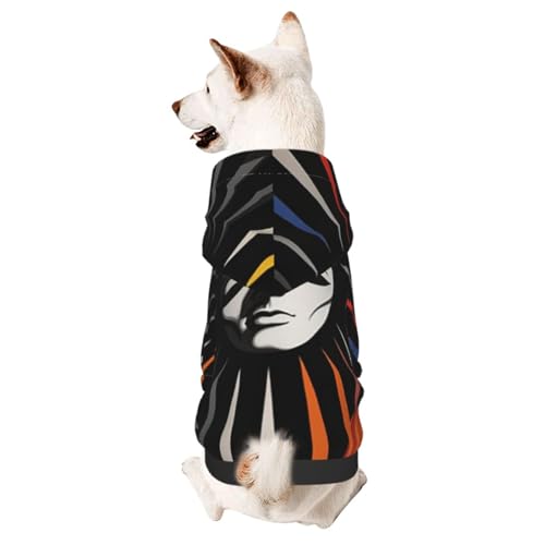 Hunde-Kapuzenpullover für Herbst und Winter, gemütliche Haustierkleidung für Outdoor-Aktivitäten, Zirkushintergrund, Retro-Futurismus, Batikdruck, Haustier-Kapuzenpullover von HCVXBSA