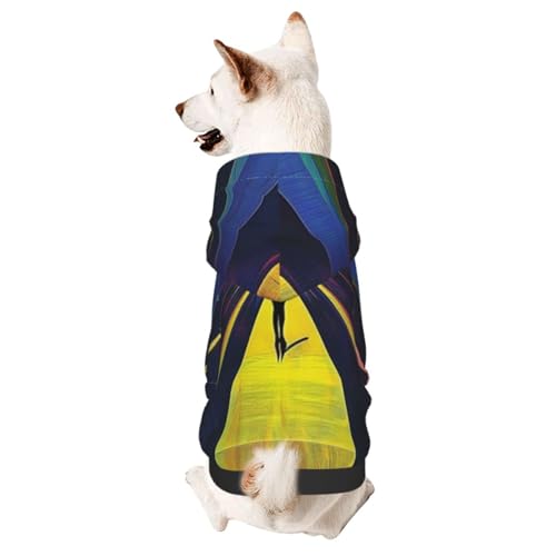 Hunde-Kapuzenpullover für Herbst und Winter, gemütliche Haustierkleidung für Outdoor-Aktivitäten, futuristische Malerei, Batikdruck, Haustiere tragen Hoodies von HCVXBSA