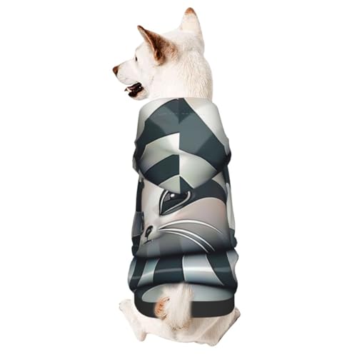 Hunde-Kapuzenpullover für Herbst und Winter, gemütliche Haustierkleidung für Outdoor-Aktivitäten, schwarz-weiße Katze mit Batikdruck von HCVXBSA