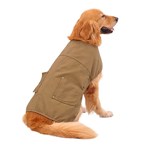 HDE Canvas Hundeweste Wasserdichte Jacke Kaltwettermäntel für S-XL Hunde Braun - XL von HDE