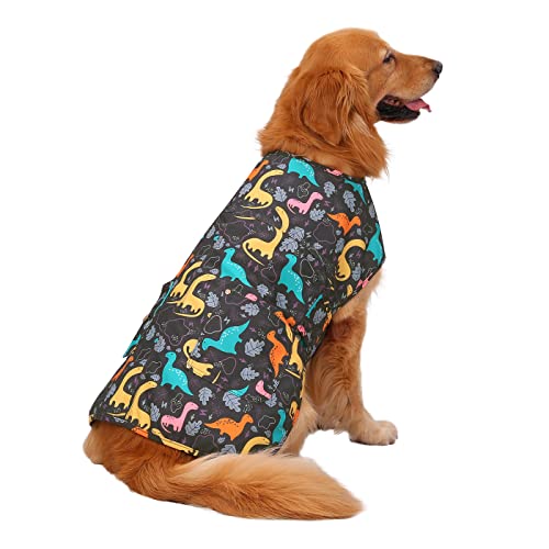 HDE Canvas Hundeweste Wasserdichte Jacke Kaltwettermäntel für S-XL Hunde Dinosaurier - L von HDE