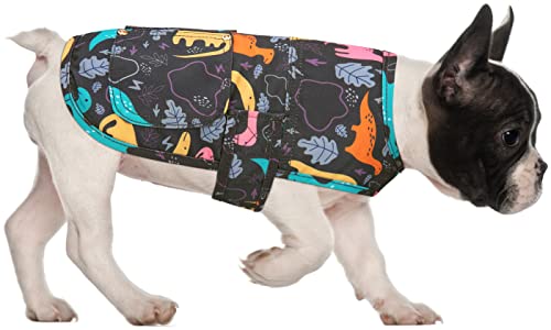 HDE Canvas Hundeweste Wasserdichte Jacke Kaltwettermäntel für S-XL Hunde Dinosaurier - M von HDE