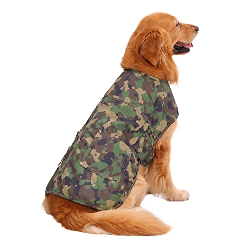 HDE Canvas Hundeweste Wasserdichte Jacke Kaltwettermäntel für S-XL Hunde Ente Camo - L von HDE