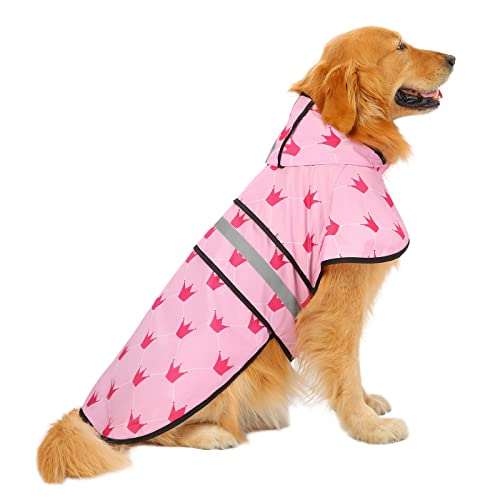 HDE Hunde-Regenmantel mit Kapuze, Zupfponcho, für kleine bis mittelgroße Hunde und Welpen, Prinzessin – L von HDE