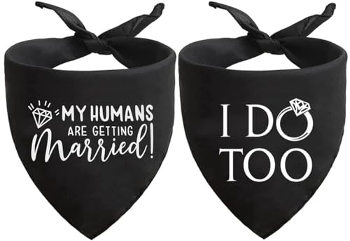 Hundehalstuch mit Aufschrift "My Humans are Getting Married I Do Too Dog", Schwarz von HDGDT