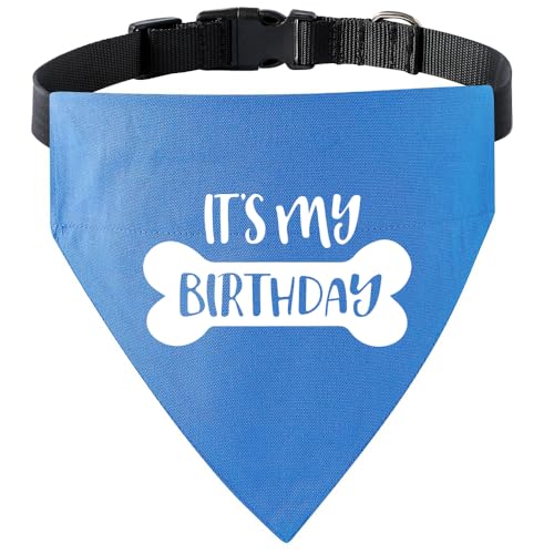 Its My Birthday Hunde-Bandanhalsband, Hunde-Geburtstagsparty, Haustier-Schal mit verstellbaren Halsbändern für kleine, mittelgroße und große Hunde, Katzen, Haustier (M, Blau) von HDGDT