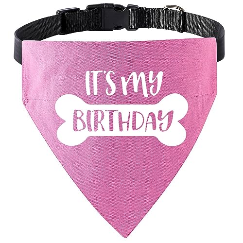 Its My Birthday Hunde-Bandanhalsband, Hunde-Geburtstagsparty, Haustier-Schal mit verstellbaren Halsbändern für kleine, mittelgroße und große Hunde, Katzen, Haustier (M, Rosa) von HDGDT