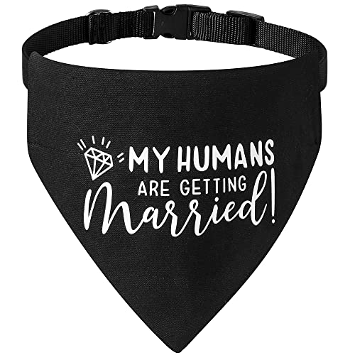My Humans are Getting Married Hundehalstuch, Verlobung, Hundehalstuch, Haustier-Schal, Verlobungsfoto, Hochzeit, Hundehalstuch mit verstellbaren Halsbändern für kleine, Haustier (Medium, Schwarz) von HDGDT