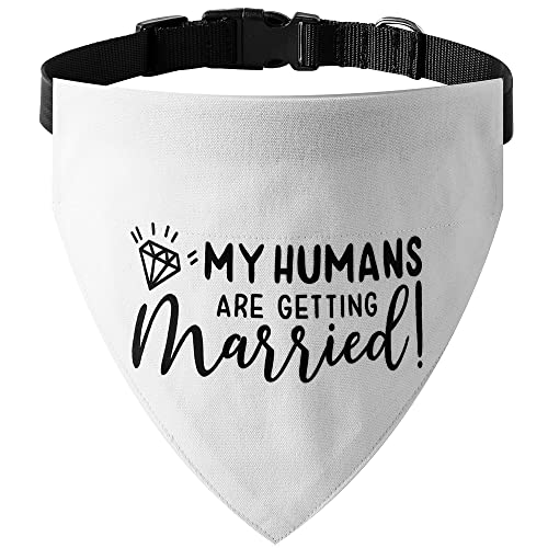 My Humans are Getting Married Hundehalstuch, Verlobung, Hundehalstuch, Haustier-Schal, Verlobungsfoto, Hochzeit, Hundehalstuch mit verstellbaren Halsbändern für kleine, Haustier (Medium, Weiß) von HDGDT