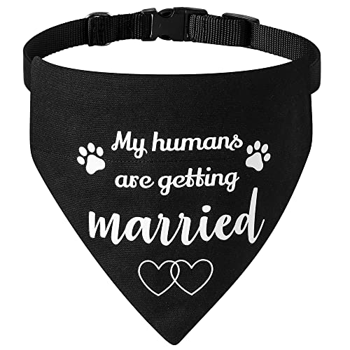 Verlobungsgeschenk, My Humans are Getting Married Hundehalsband, Verlobungs-Hundehalstuch, verstellbares Hundehalsband mit Schnellverschluss-Schnalle für Hunde und Katzen von HDGDT