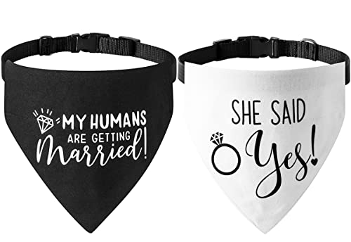 Verlobungsgeschenk, My Humans are Getting Married She Said Yes Hunde-Bandana-Halsband, Verlobungshalstuch, verstellbares Hundehalsband mit Schnellverschluss-Schnalle für Hunde und Katzen von HDGDT
