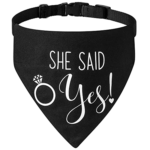 Verlobungsgeschenk, She Said Yes Hunde-Bandana-Halsband, Verstellbares Hundehalsband mit Schnellverschluss-Schnalle für Hunde Katzen (Medium, Schwarz) von HDGDT