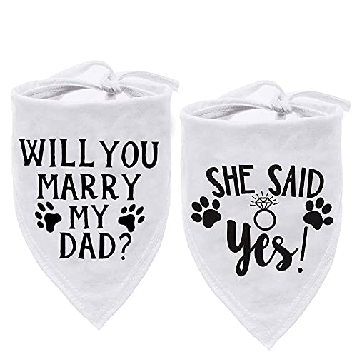 Will You Marry My Daddy Dog Bandana, Dog Wedding Bandana, Dog Engagement Ankündigung, Hochzeit Foto Requisite, Haustier Schal, Haustierzubehör (2 Pack) von HDGDT