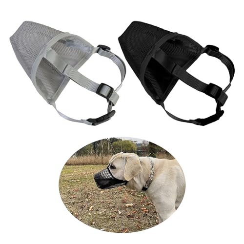 2er-Pack Haustiermasken, Haustier-Trainingsmasken, Verstellbare, Atmungsaktive Netzmasken, Hunde-Gesichtsmasken, Masken Zur Verhinderung Von Bellen Und Verschlucken von HDGSAFD