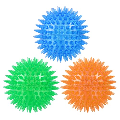 HDKAJL Hundeball Quietschend Unzerstörbar, Hundespielzeug Quietschend, Quietschspielzeug Hund, 3 Stücke Hundespielzeug Ball Set, Quietschball für Große Kleine und Mittelgroße Hunde (Blau/Grün/Orange) von HDKAJL