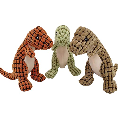 HDKEAN Kaufestes Hundespielzeug, Plüsch-Dinosaurier, weiches Kauspielzeug für kleine und Hunde, 3 Stück von HDKEAN