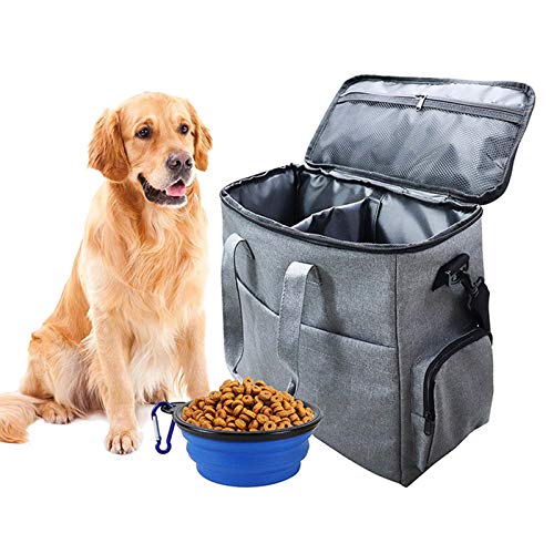 HDKEAN Reisetasche für Haustiere, multifunktional, für Hundefutter, Behälter mit Napf-Set von HDKEAN