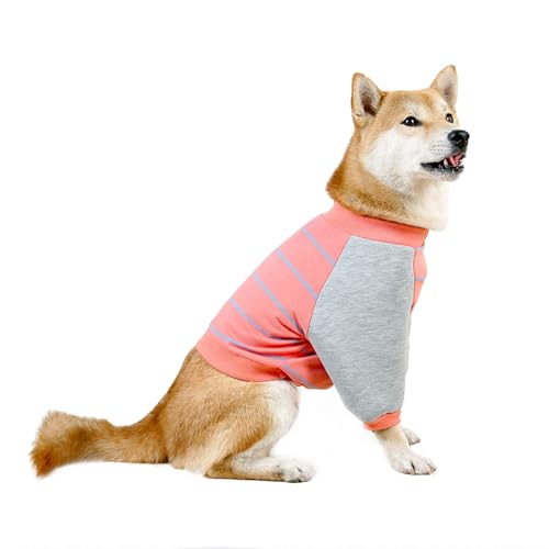 HDKUW Ellenbogenschutz-Shirt, Hundebein-Genesungsanzug zur Verhinderung von Lecken von Wunden, Hunde-Shirt mit Netzpolster für kleine, mittelgroße und große Hunde, Rosa, Größe M von HDKUW